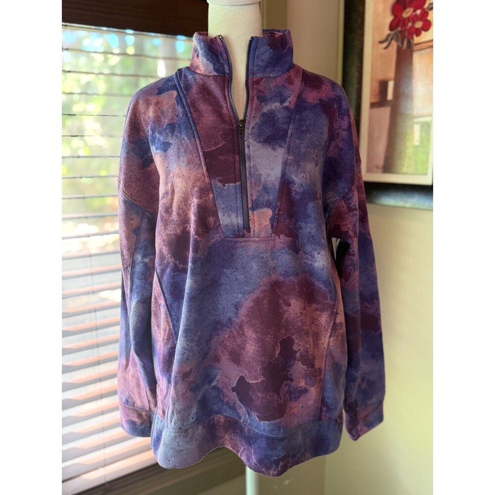 Lularoe Persistent Half Zip Pullover Sweatshirt Medium M Purple Tie Dye Rise